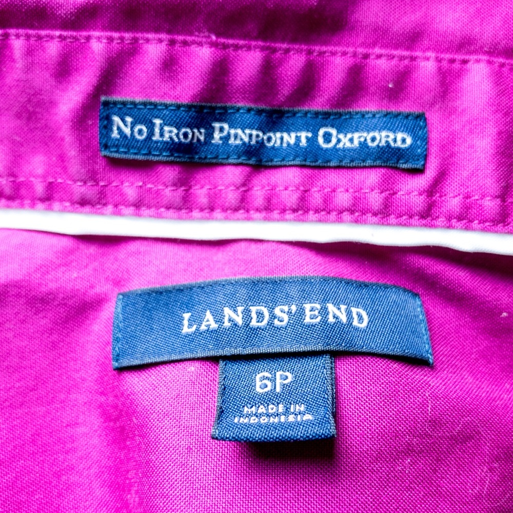 SOLD Lands’ End No Iron Pinpoint Oxford Shirt Pet - Picture 9 of 10
